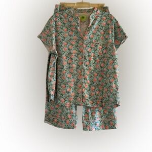 White Orchid Floral Pajama Set XL Cottagecore Romantic Boho Balletcore Cozy